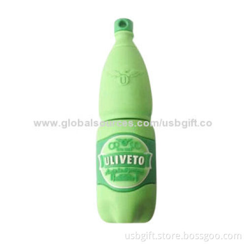 USB Disk, 4GB, PVC Material, Customized Bottle Shape, Promotional Gift